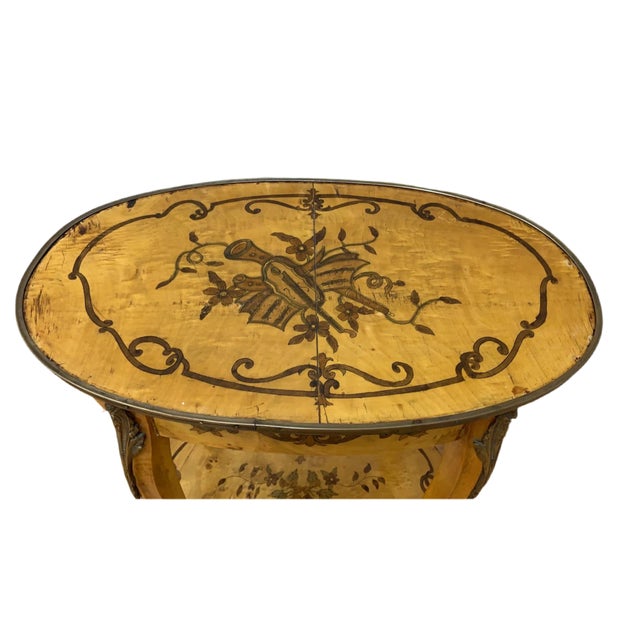 Wood Vintage Italian Two Tier Inlaid Side Table For Sale - Image 7 of 8