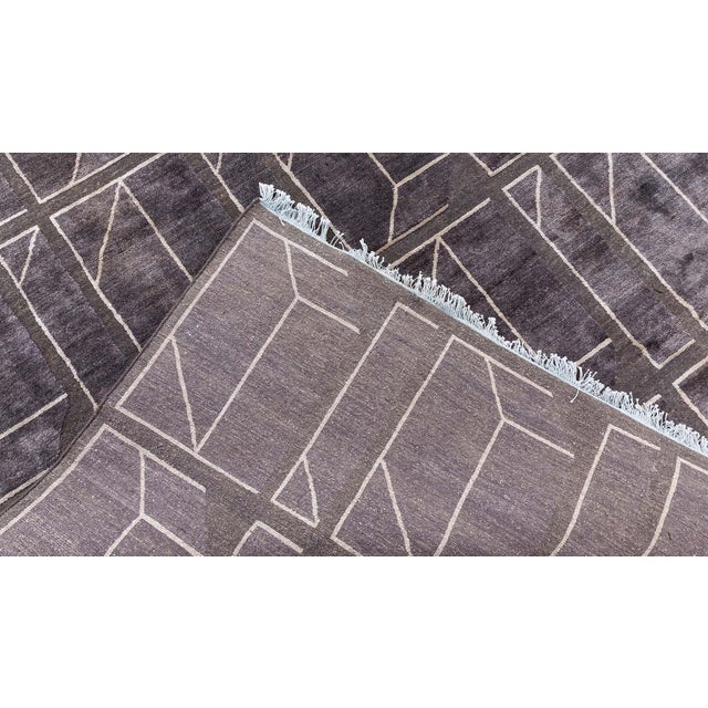Modern Modern Geometric Oversized Slate Gray Silk Rug "Vantage" by Doris Leslie Blau For Sale - Image 3 of 9