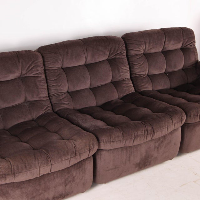 Brown Fabric Modular Sofa, 1980s, Set of 3 For Sale - Image 4 of 16