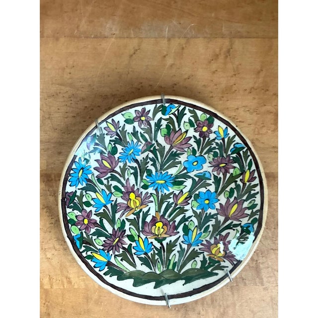 Mid 20th Century Vintage Hand-Painted Floral Ceramic Plate For Sale - Image 5 of 12