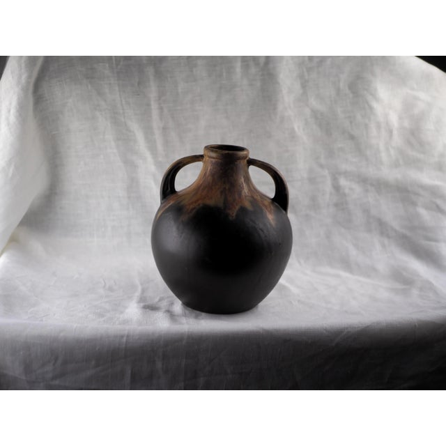 Black 1930s French Gilbert Méténier Art Deco Mat Black and Lava Vase For Sale - Image 8 of 10