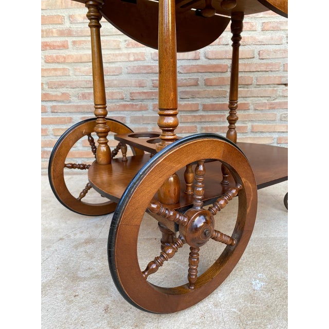 Mid-Century French Wooden Bar Cart Trolley, 1950s For Sale - Image 14 of 18
