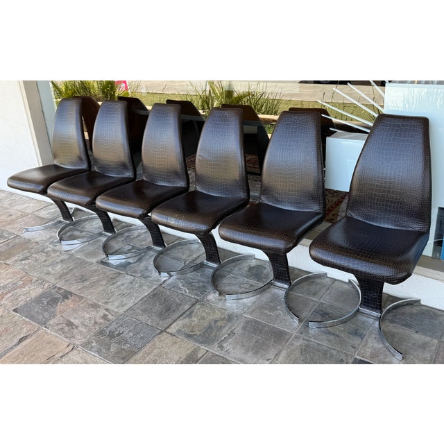 Cattelan Italia Betty Embossed Crocodile Dining Room Chairs, Set of Six For Sale In San Francisco - Image 6 of 14
