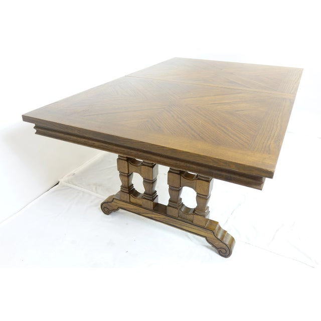 1970s Vintage Oak Dining-Room Table For Sale - Image 4 of 12