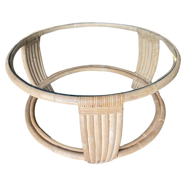 1950s 1950s Five Strand Rattan Coffee Table With Glass Top For Sale - Image 5 of 6