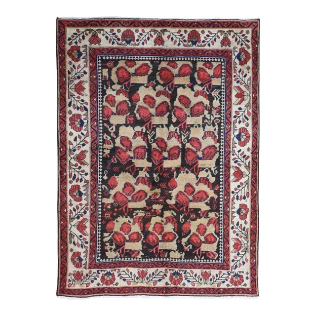 Vintage Persian Karabakh Rural Village Beige Wool Hand Knotted Rug For Sale