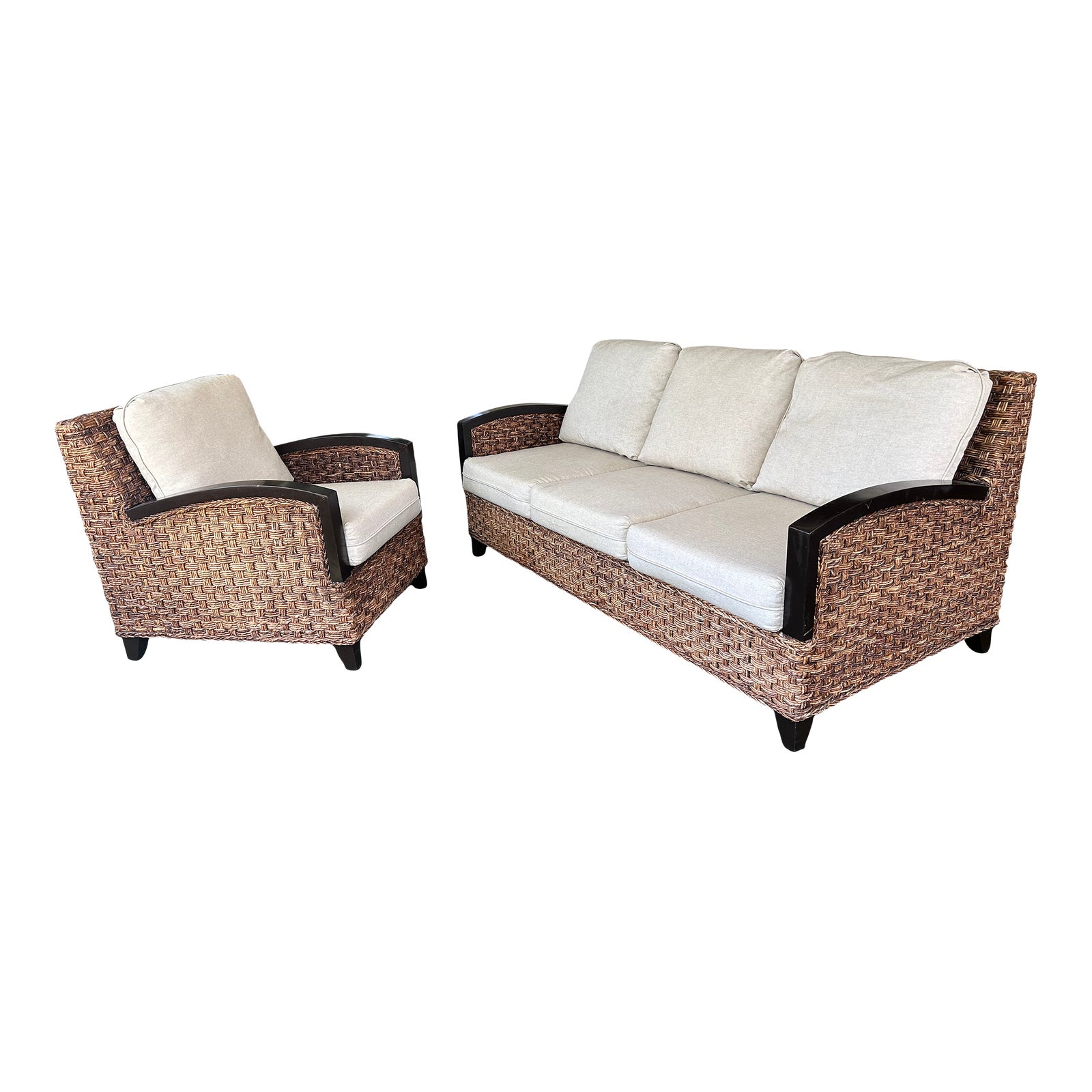 Classic Rattan Inc. Rattan Sofa & Lounge Chair, 2 Pieces Chairish