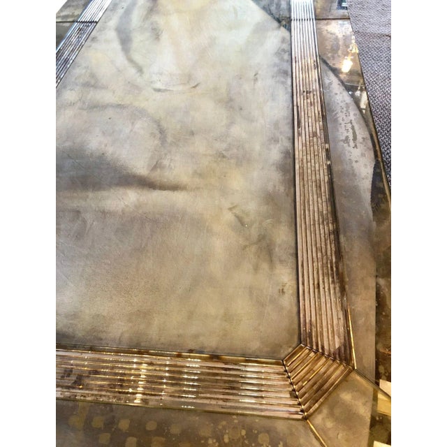 Silver Mid Century Versace Style Mirrored and Etched Low or Coffee Table For Sale - Image 8 of 13