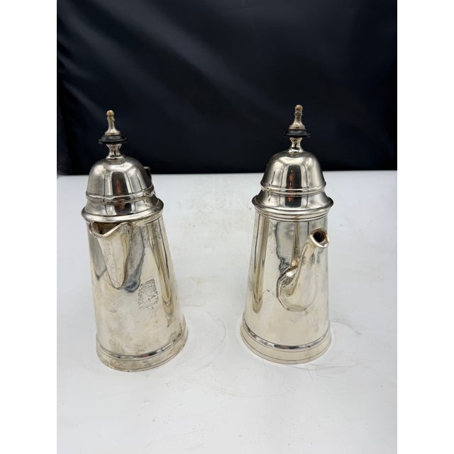 Mid-Century Modern Pair of Vintage Silverplate Coffee Pots For Sale - Image 3 of 8