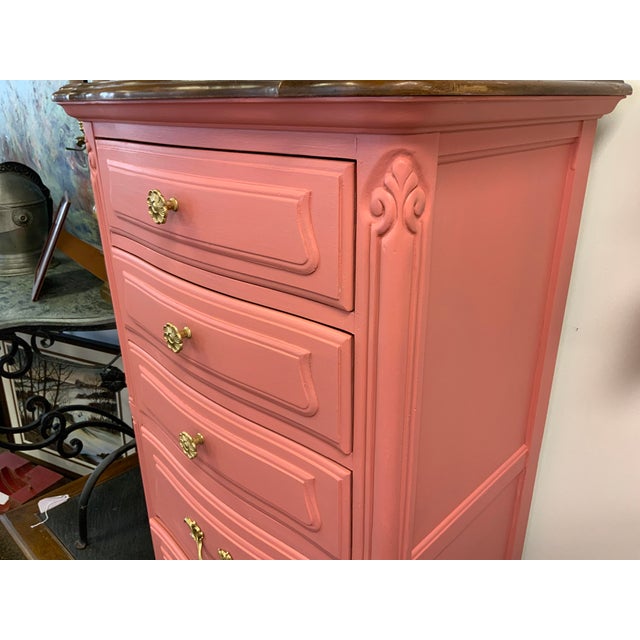 Bright Pink 20th Century Drexel Painted Tall Chest For Sale - Image 8 of 10