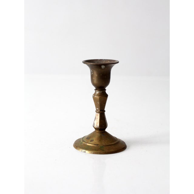 Vintage Brass Candlestick Holder For Sale - Image 6 of 8