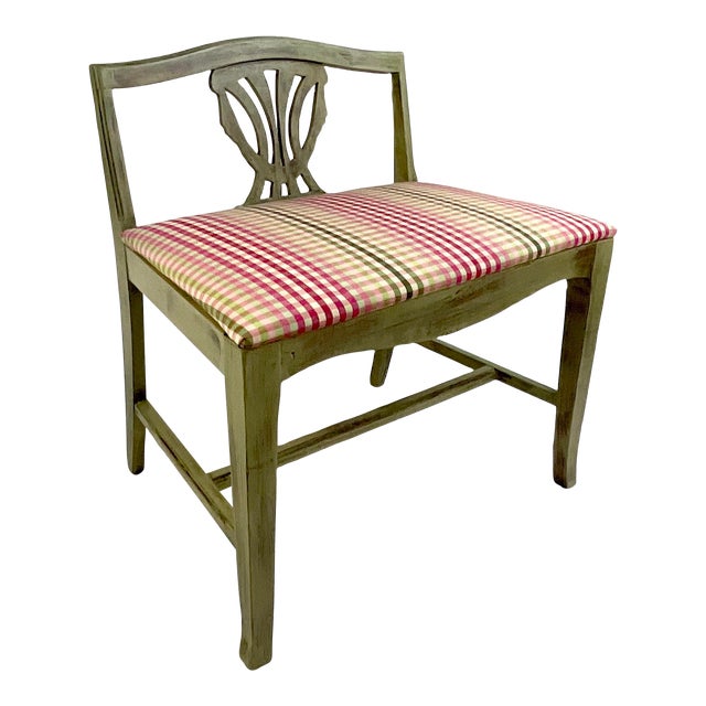 Mid-Century Arts & Crafts Shield Back Bench, Newly Refinished For Sale