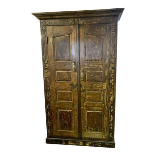 Rustic 1970s Vintage Door Repurposed Wide Large Bedroom Armoire For Sale