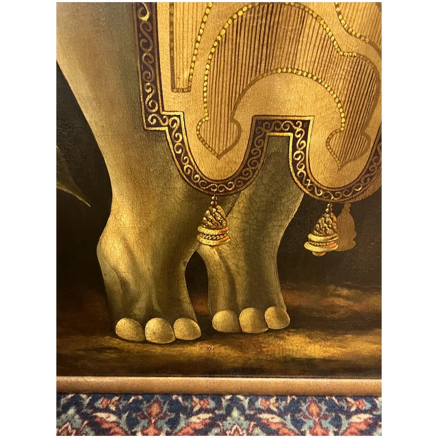 Elephant in Profile: Playful Folk Art Oil on Canvas by Reginald Baxter, Canadian, 20th Century, Framed For Sale - Image 10 of 12