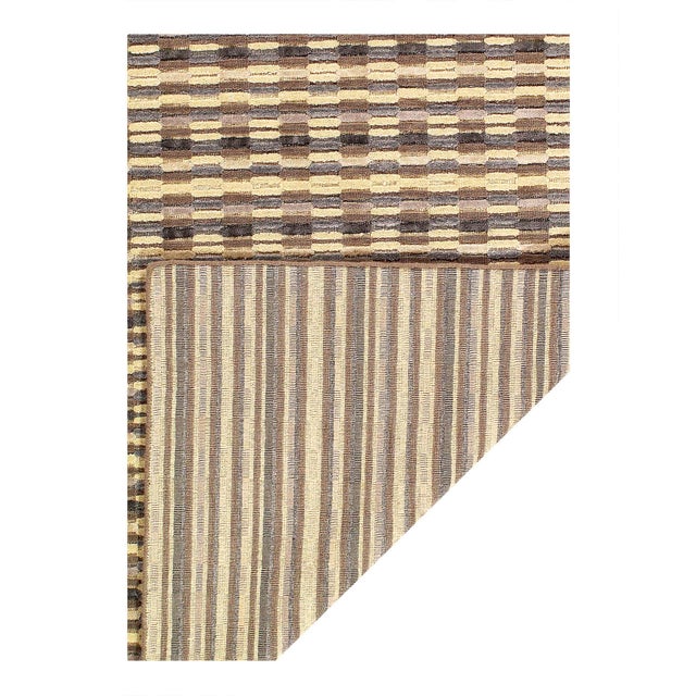 Modern Pasargad DC Modern Earth-Tone Hand-Made Bamboo Silk Indo Rug For Sale - Image 3 of 4