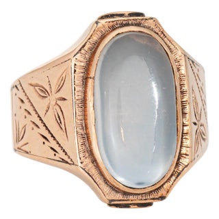 Late 19th Century Antique Victorian Moonstone Ring Sz 6.5 Vintage 10k Rose Gold Fine Jewelry For Sale