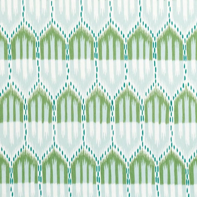Contemporary SAMPLE - Schumacher Bukhara Ikat Fabric In Mineral And Leaf For Sale - Image 3 of 4