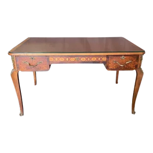French 19th Century Leather Top Louis XV Style Writing Desk or Bureau Plat
