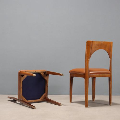 Brown Vintage Chairs in Beech and Leatherette, 1970s For Sale - Image 8 of 9