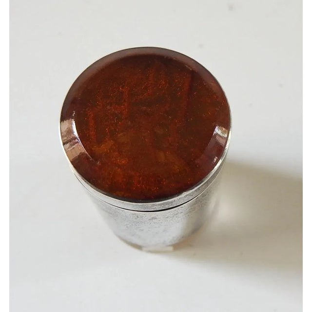 Mid-Century Modern Vintage Mid Century Sterling Amber & Glass Box For Sale - Image 3 of 8