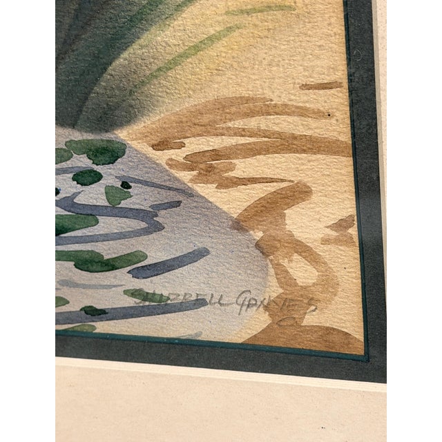 Pair of Art Deco Zebra Watercolor Gouaches by Shirrell Graves in Verde Frames For Sale - Image 15 of 16