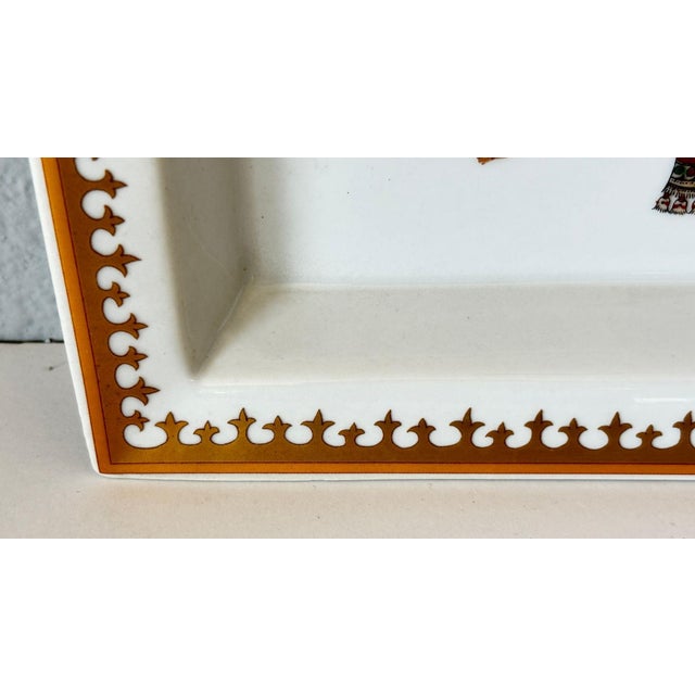 Ceramic Jaipur Style French Porcelain Vide-Poche or Ashtray With Indian Miniature Portrait For Sale - Image 7 of 17