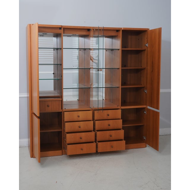 Mid-Century Modern Danish Modern Style Glass Door China Wall Cabinet For Sale - Image 3 of 12