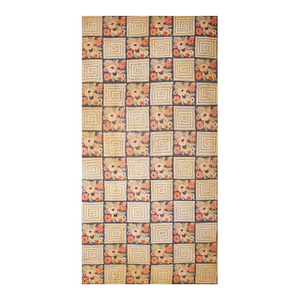 1880s Rustic Blue Ground Modern Geometric Folk Art Antique American Hooked Rug