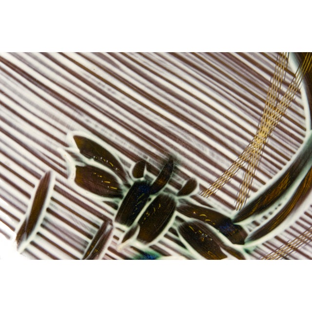 Ceramic Ucago Occupied Japan Hand Crafted Plates Iris Floral Motif - A Pair For Sale - Image 7 of 8