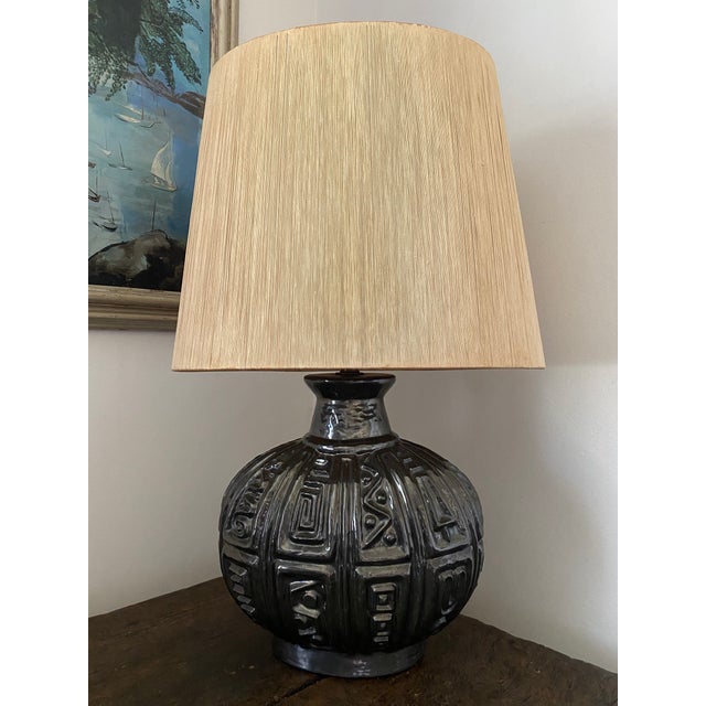 Midcentury Ceramic Pottery Lamp by Lee Rosen for Design Technics With Original String Shade For Sale - Image 10 of 10