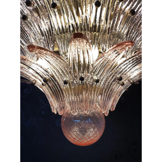 Italian Murano Glass Chandelier with Pink Leaves For Sale - Image 10 of 15