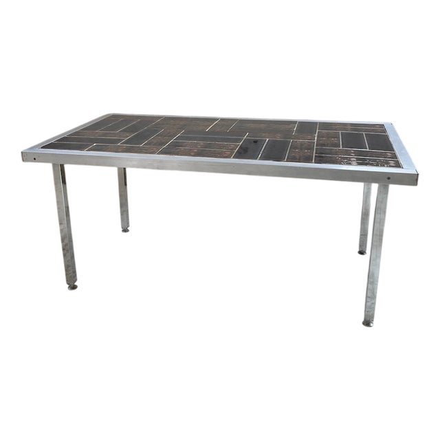 Chrome and Tiled Coffee Table, 1950s For Sale