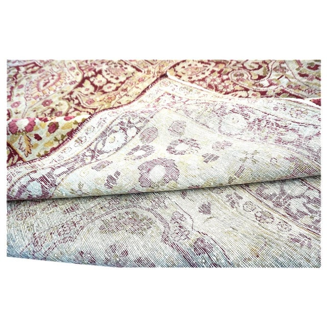 Antique Persian Kerman Lavar Wool 11X16 Burgundy, Pink & Ivory Handmade Area Rug #1141138 For Sale - Image 10 of 10