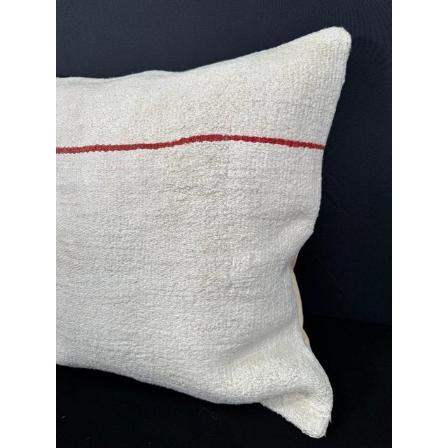 Contemporary Turkish Hemp Pillow Cushion Natural Beige Red Pillow Cushion Cover 20"x20" For Sale - Image 3 of 4