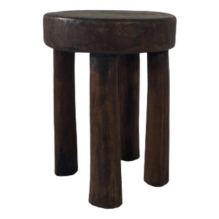 African Vintage Wood Milk Stool Hehe Gogo People Tanzania 11" H For Sale