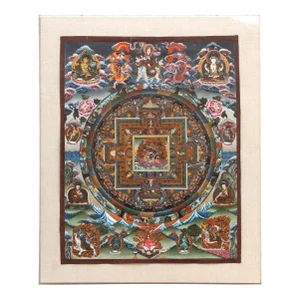 Framed Cosmic Mandala Tibetan Thangka
