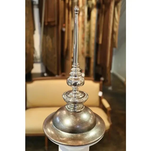 Silver Leaf Lidded White Ceramic Vase For Sale In Dallas - Image 6 of 10