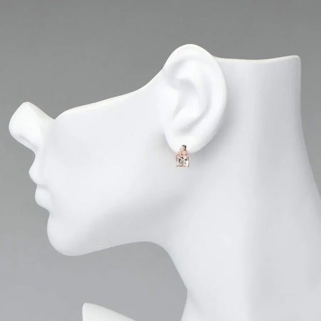 Contemporary 14KR Morganite(1.80) & Diamond(0.04) Stud Earrings, 2 pieces For Sale - Image 3 of 3