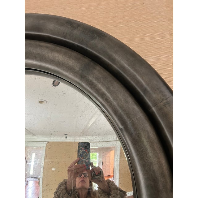 Monumental Dark Grey Chunky Round Mirror by Julian Chichester For Sale - Image 4 of 10
