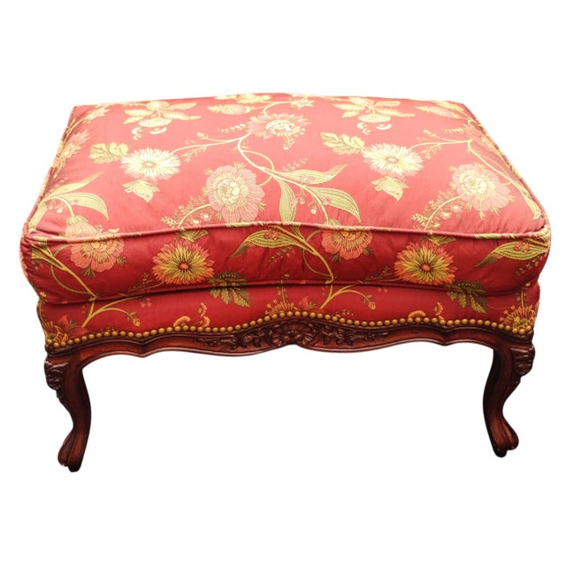 Experience the Peak of Traditional Elegance With This Custom French Country Bergère Chair and Ottoman by Taylor King. 1980s For Sale In Raleigh - Image 6 of 12