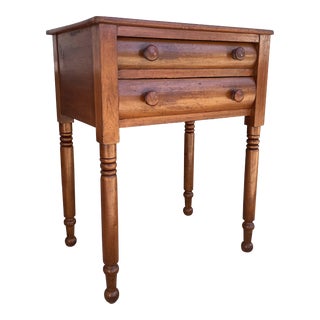 19th Century Poplar Turned Leg Work Table For Sale