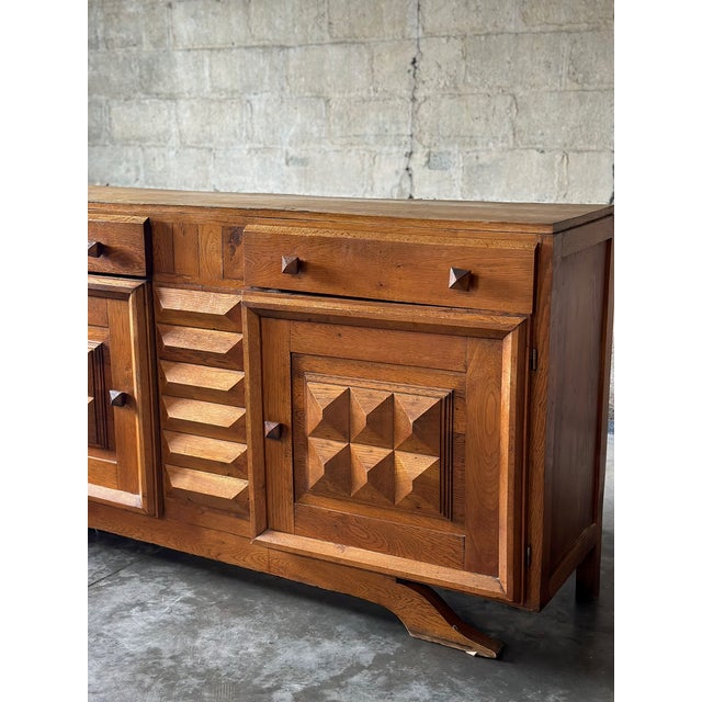 Mid-Century Modern 1940s Charles Dudouyt Blonde Oak Sideboard, Attributed For Sale - Image 3 of 4