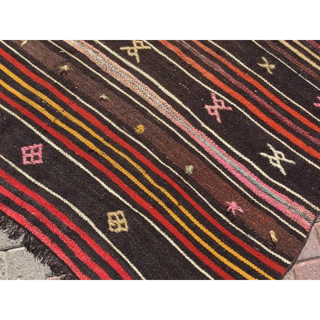 Textile Tribal Striped Turkish Kilim Rug - 75" X 116" For Sale - Image 7 of 11