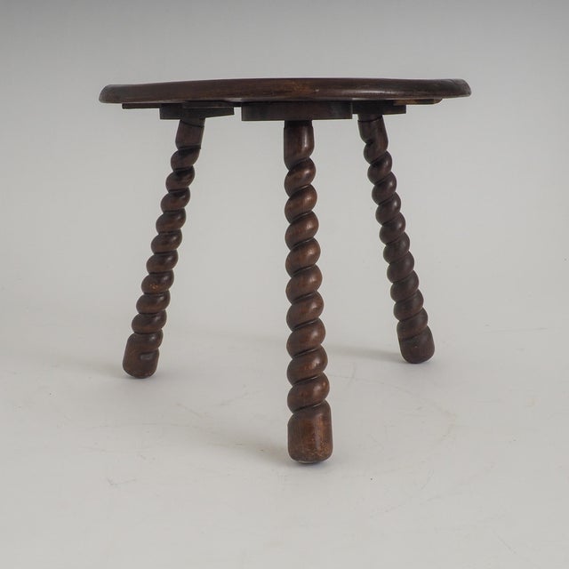 French Oak Tripod Side Table attributed to Charles Dudouyt, 1950s For Sale - Image 17 of 18
