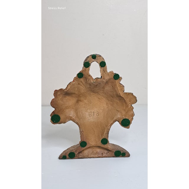 1930s Antique Hubley No. 818 Painted Cast Iron Flower Basket Doorstop For Sale - Image 5 of 11