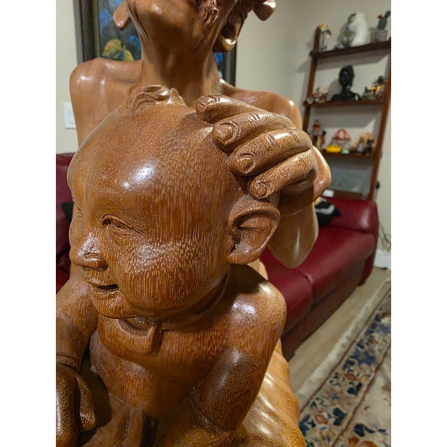 Mid-Century Balinese Modernist Hand-Carved Hardwood Sculpture Attributed to Ketut Rodja For Sale - Image 11 of 12