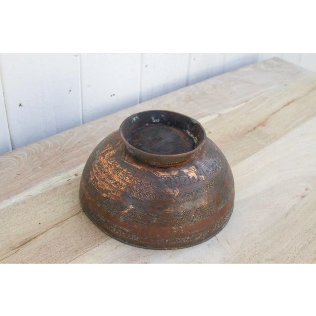 Metal 19th Century Indian Copper Bowl For Sale - Image 7 of 10