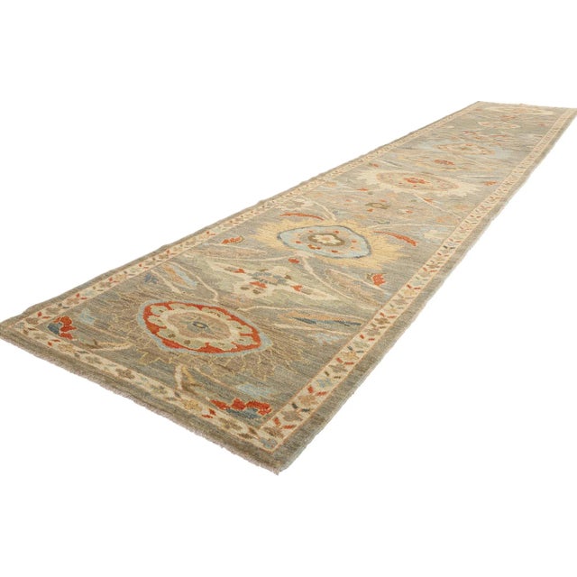 61289 Persian Sultanabad Rug Runner, 03'05 x 18'11. Persian Sultanabad carpet runners are narrow, elongated rugs...