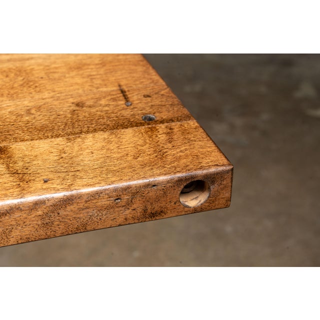 Industrial Table on Antique Cast Iron Base For Sale - Image 14 of 15