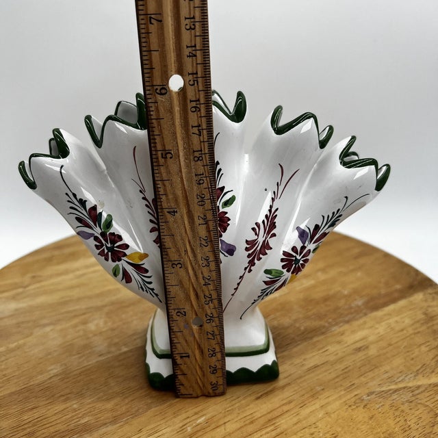 1990s Vintage MCM Jay Willefred Andrea Sadek Vintage Floral Portugal Pottery 5 Finger Vase For Sale - Image 5 of 6